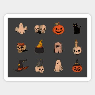 Halloween-Ghost-Skull-Pumpkin-Cat-Witch-Crow-Art Magnet